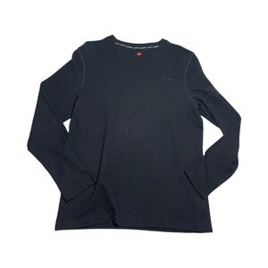 Men’s Hanes X-TEMP Long Sleeve Waffle Knit Black Shirt Size Large
